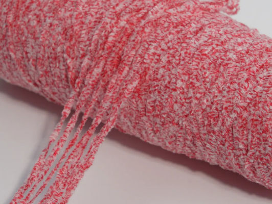 Due colori miscelati di chenille, filati di fibra, colorati, 50% poliestere, 50% cotone, miscelato, punto bianco