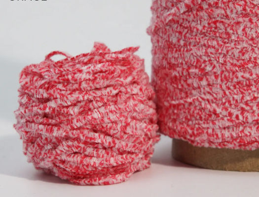 Due colori miscelati di chenille, filati di fibra, colorati, 50% poliestere, 50% cotone, miscelato, punto bianco