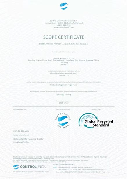 Porcellana Wuxi Delicate Textile Technology Co ., Ltd . Certificazioni